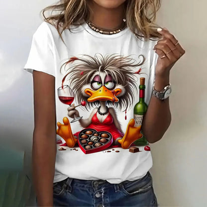 Funny Cartoon Casual Short Sleeve Crew Neck Tee T-Shirts