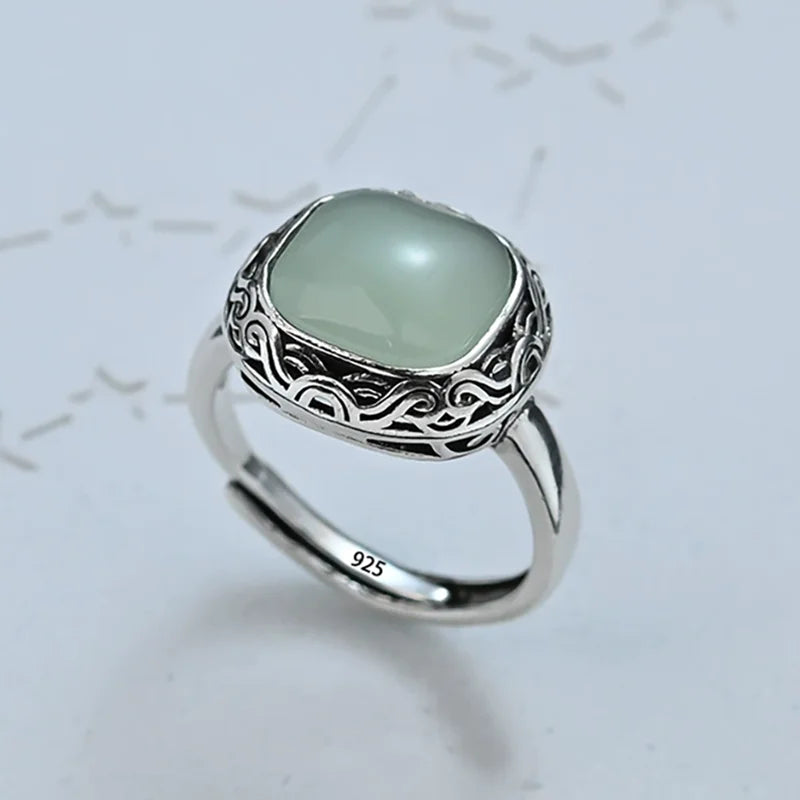 925 Sterling Silver Geometry Crystal Ring