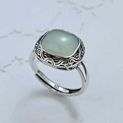 925 Sterling Silver Geometry Crystal Ring