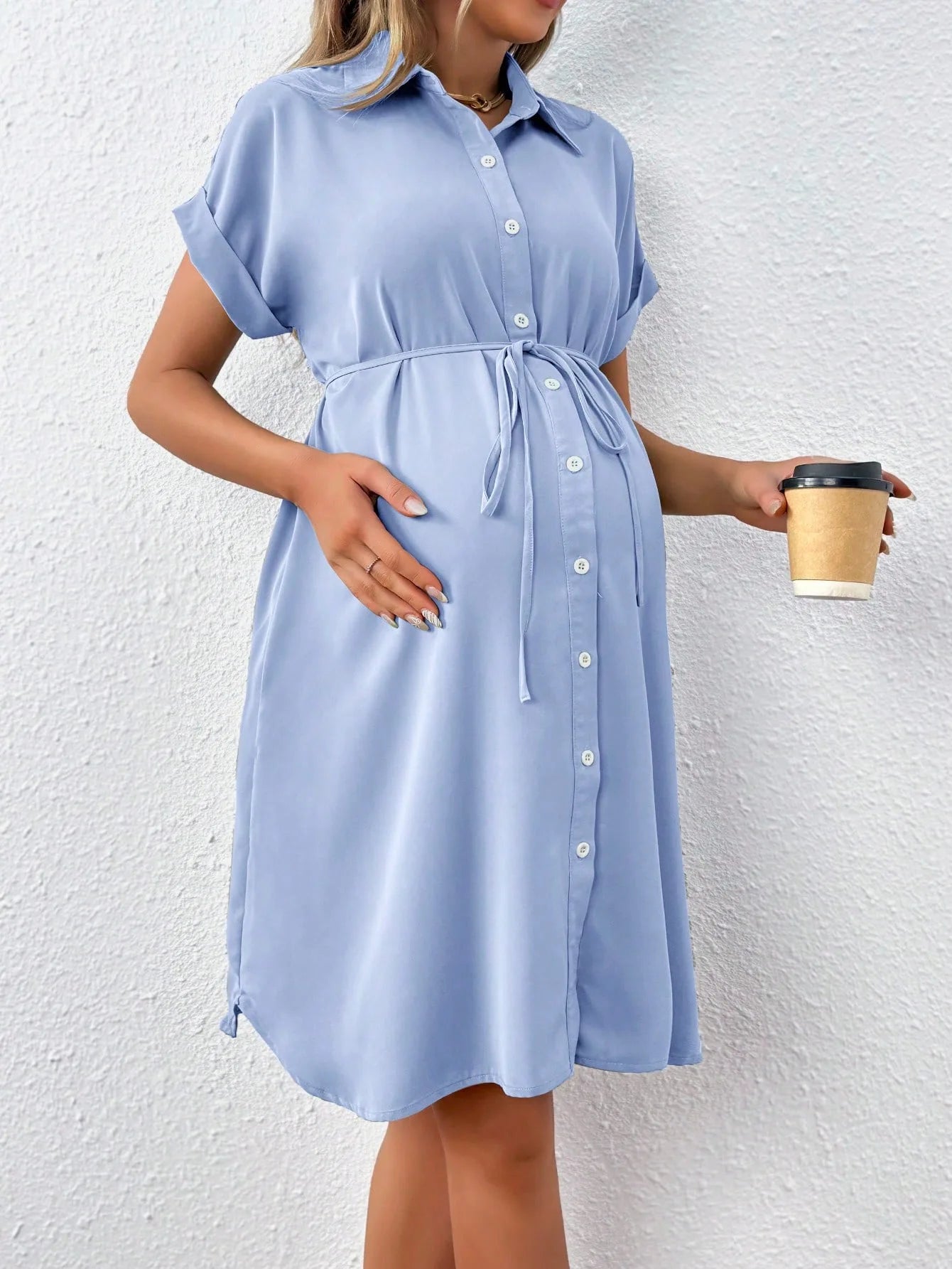 Maternity Striped Short Sleeve Pregnant Casual Dress