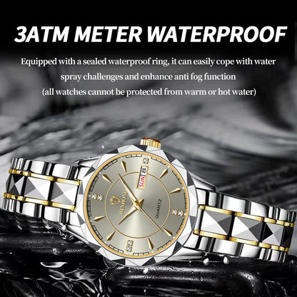 Luxury Ladies Quartz Waterproof Luminous Date Stainless Stain Wristwatch