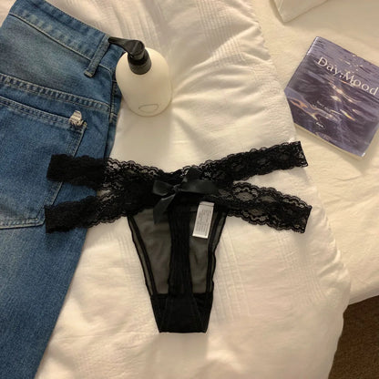 Low Waist G-String Mesh Bow G- String Lingerie