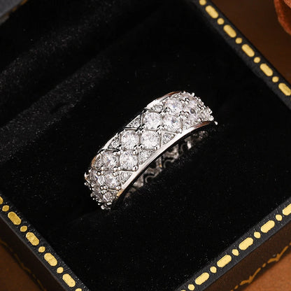 925 Sterling Silver Full CZ Diamond Sparkling High-End Ring