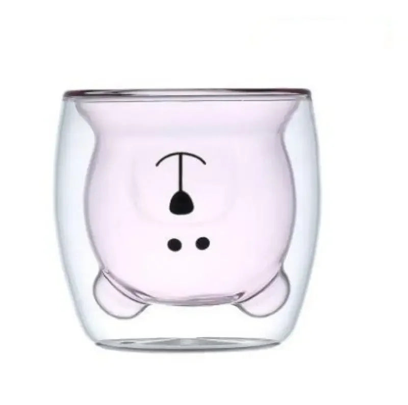 Cute Bear Double-layer Coffee Mug Double Glass Cup with Handle Mug