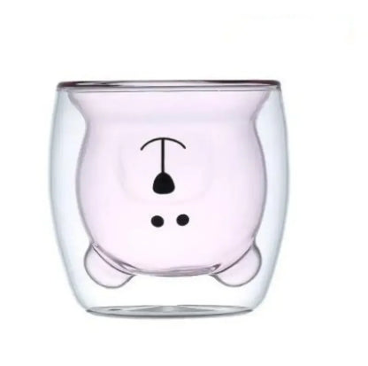 Cute Bear Double-layer Coffee Mug Double Glass Cup with Handle Mug