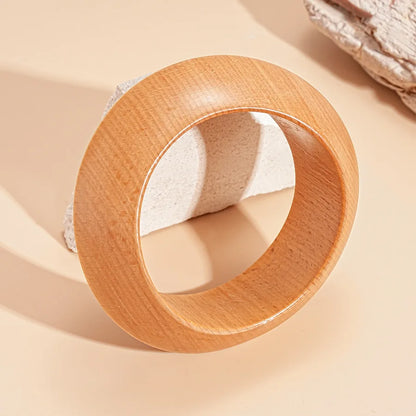 Hip Hop Khaki Brown Wood Wide Bangles