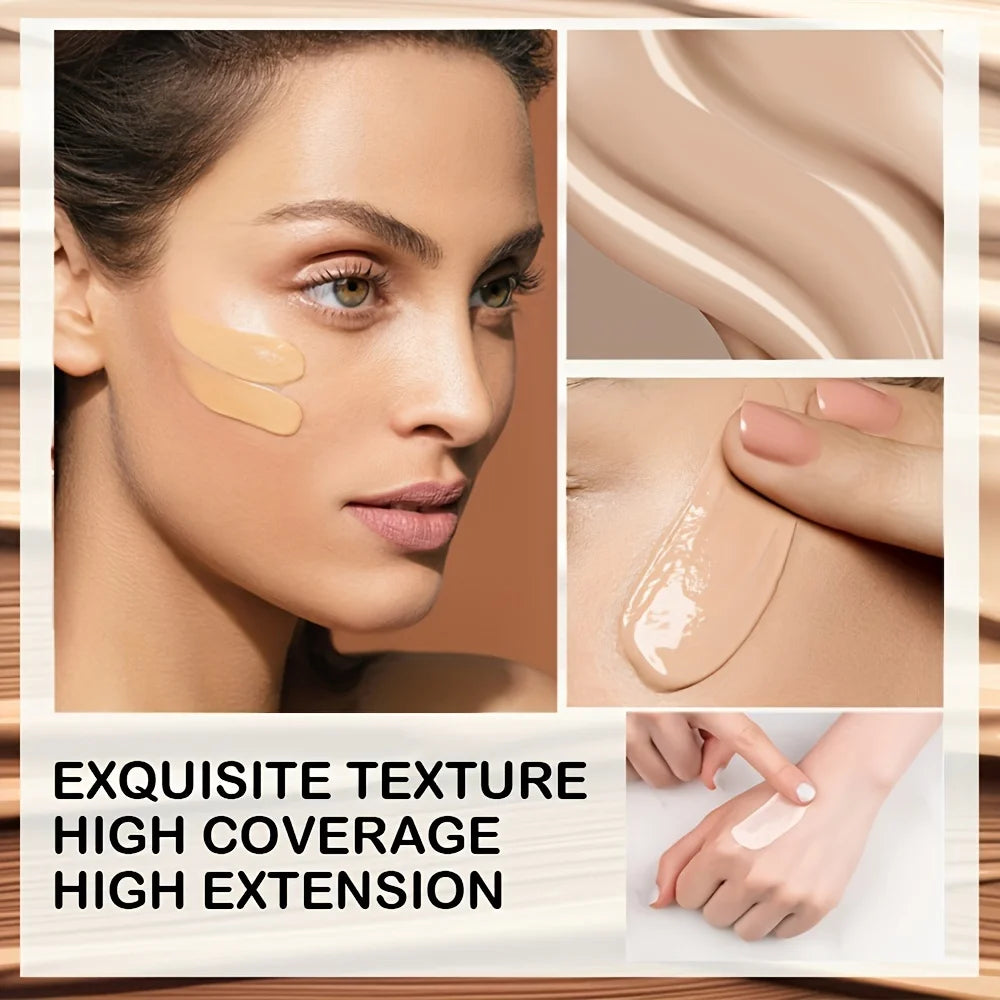 4Pcs Set Primer + Concealer + Liquid Foundation + Liquid Blush Matte Velvet Waterproof Foundation