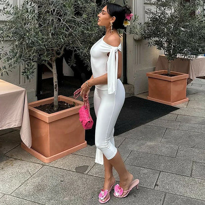 One Shoulder Sleeveless Sexy Set