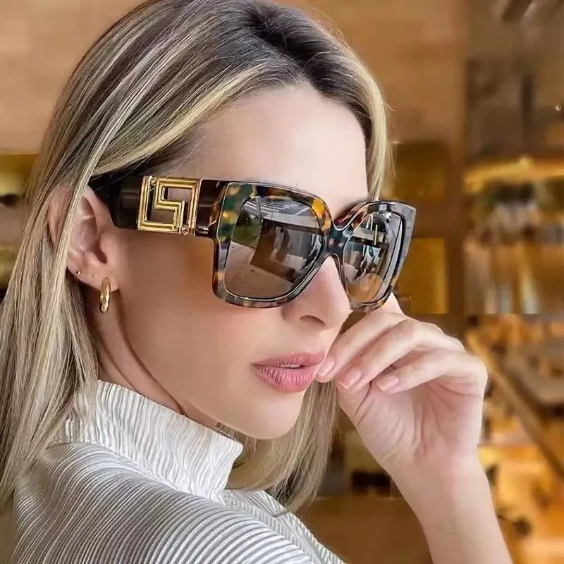 Light Luxury Square Large Frame Hollow Temples Catwalk Sunglasses