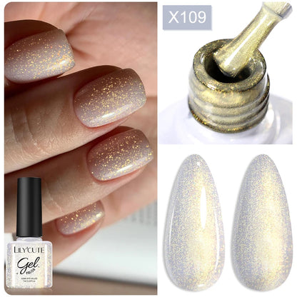 7ml Gold Sparkling Glitter Gel Nail Polish UV Gel Soak off UV LED Nail Gel Varnish