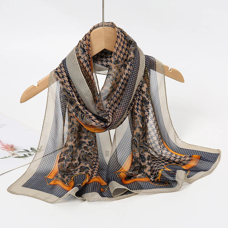 Chiffon Long Silk Scarf Turban