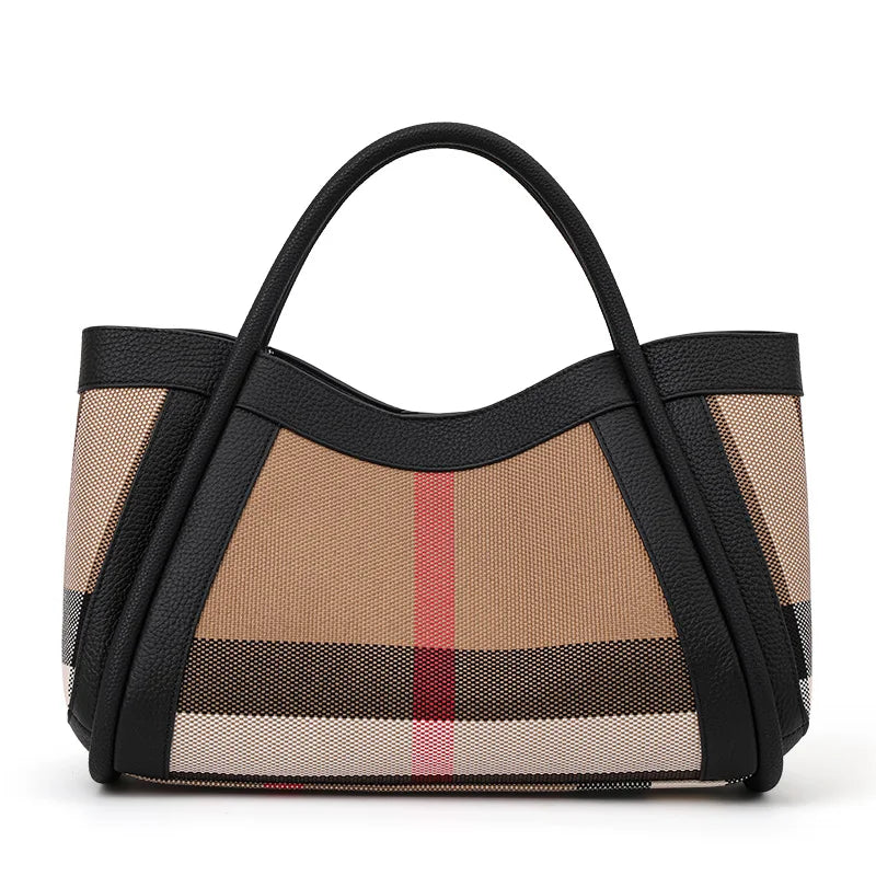 Bolso de lona y cuero genuino