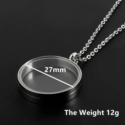 1Pc 10-45mm Round Memory Coin Bezel Locket Pendant Necklaces