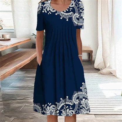 Elegant Casual Temperament Short Sleeves Loose Dress
