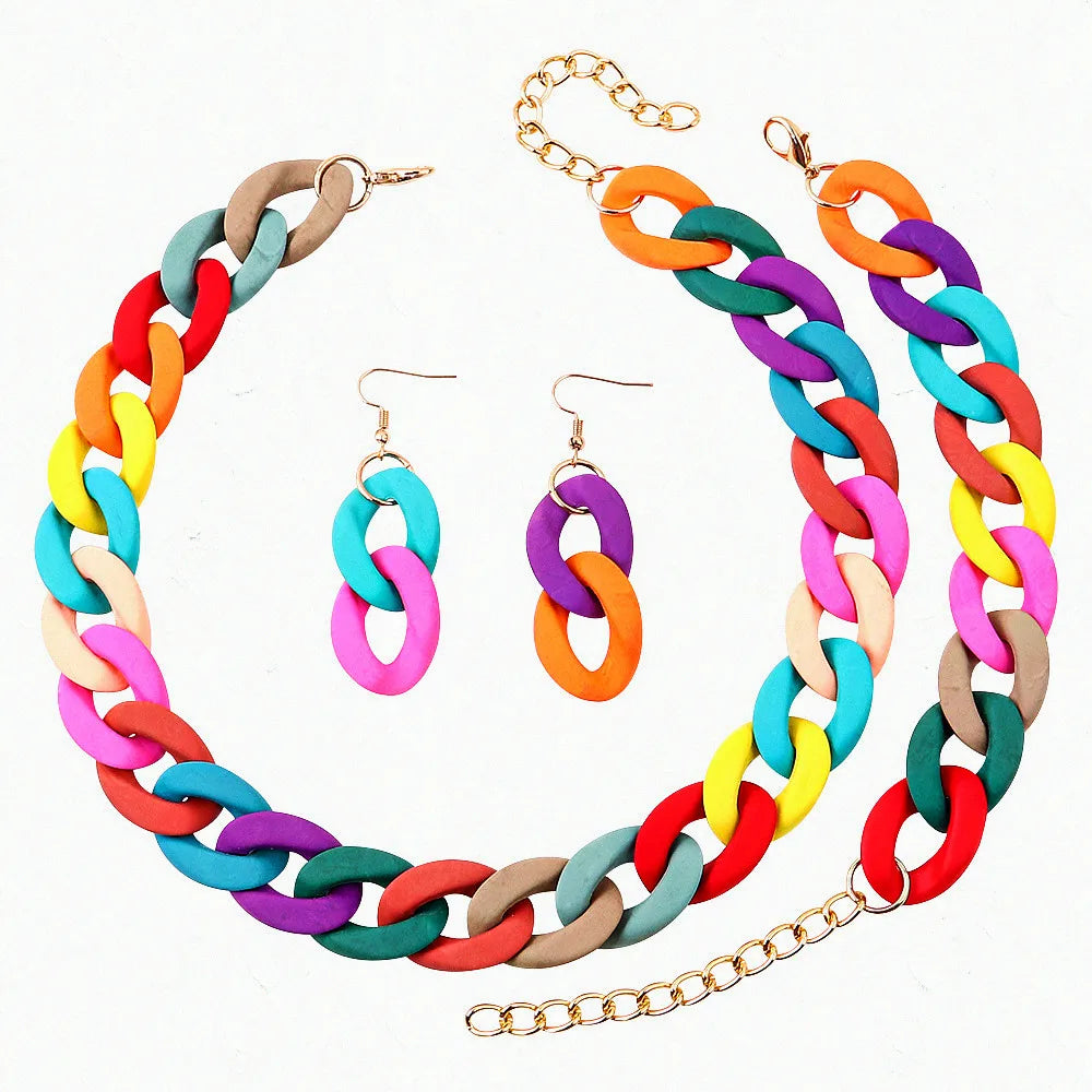 Fish Sheep Acrylic Chunky Chain Choker Necklace