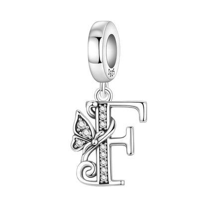 925 Sterling Silver Zircon Butterfly Letter Bracelet