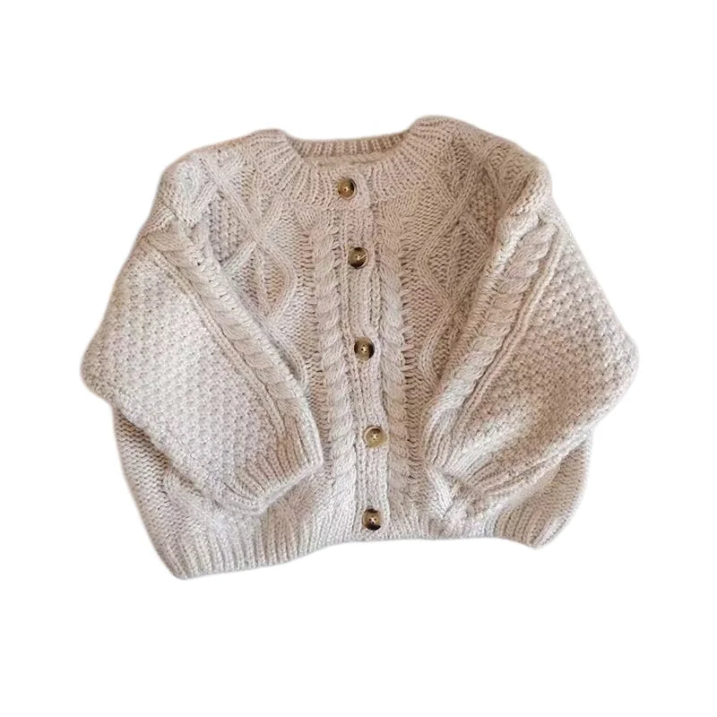 Single Breast Girls Brief Style Sweater 1-7Y