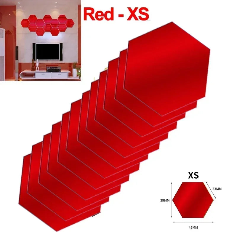 Hexagon Acrylic Mirror Wall Home Decoration Sticker