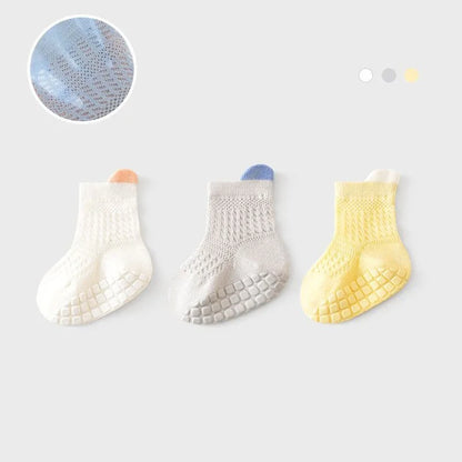 3pairs/lot 6 Colored Of Net Eye Non-slip Cotton Socks