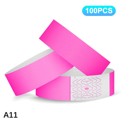 100pcs VIP Neon Paper Wristbands Fluorescent Waterproof