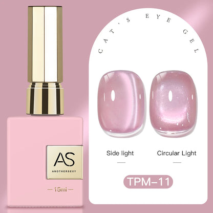 15ml Peachy Whimsy Pink Cat Eye Gel Nail Polish Glitter
