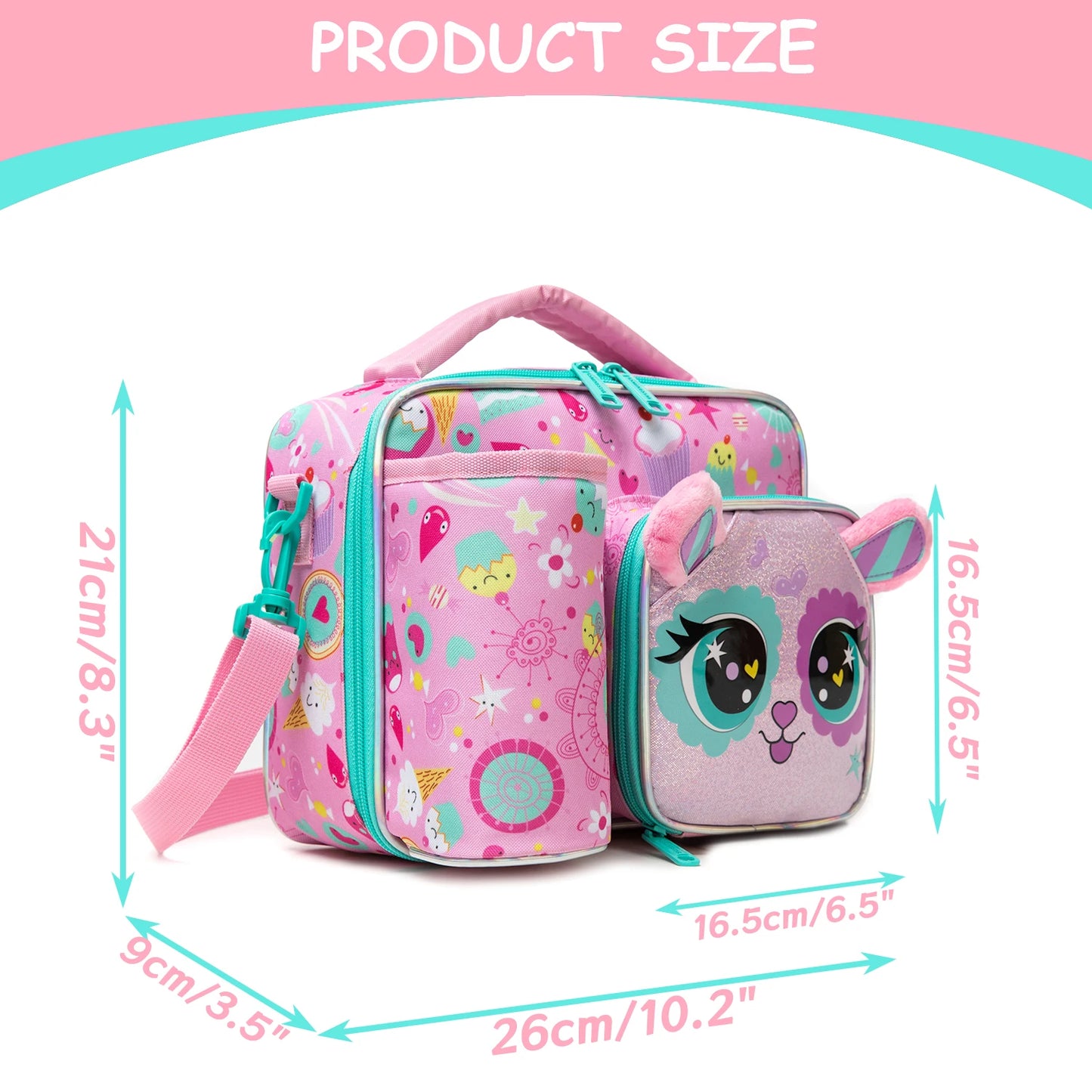 Cute Animal Kids Lunch Box Meal Bag Set