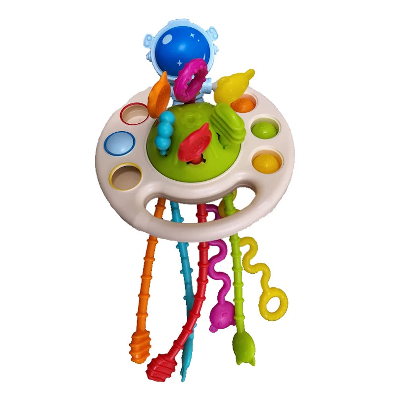 Activity Development Pull String Silicone Teething Rattle Educational Learning Toy