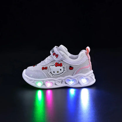 Hello Kitty Led Light Cartoon Leather Sport Sneakers