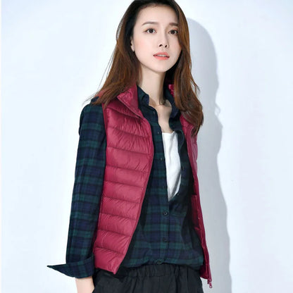 Chaleco de plumón ultraligero, chaqueta ajustada sin mangas