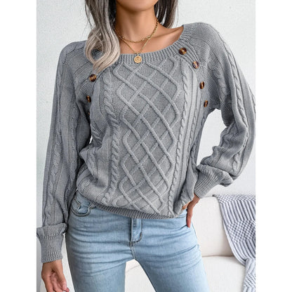Casual Square Collar Long Sleeve Sweaters