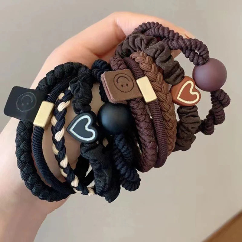 5/10pcs Simple Heart Ball  Scrunchie  Ties Ropes