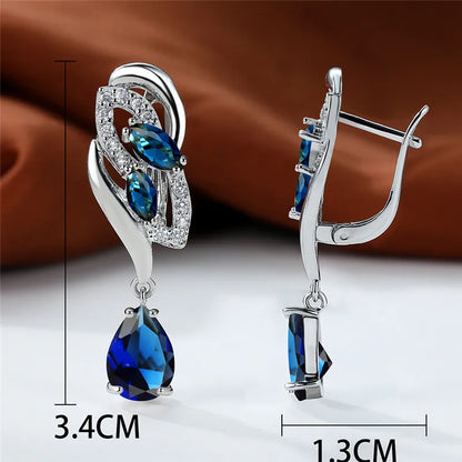 Blue Rainbow Stone Crystal Zircon Earrings