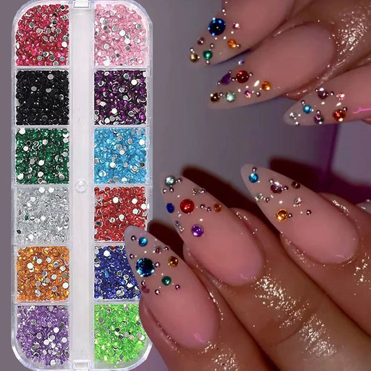 12Grids Mixed Mini Christmas Gems Nail Charms