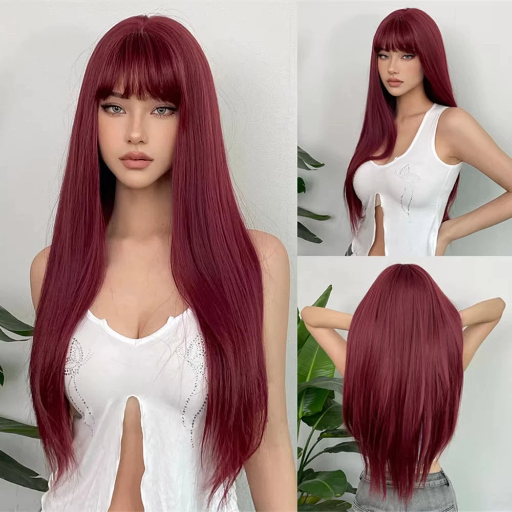 Short Bob Burgundy Straight Synthetic Wig
