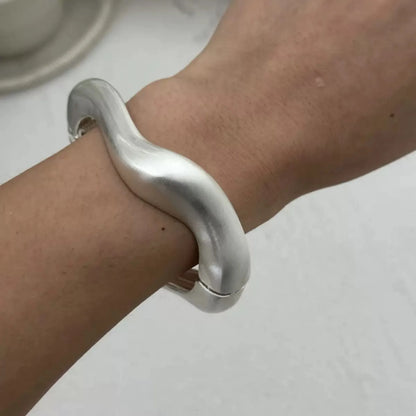 Punk Irregular Frosted Matte Metal Cuff Chunky Bangle Bracelets