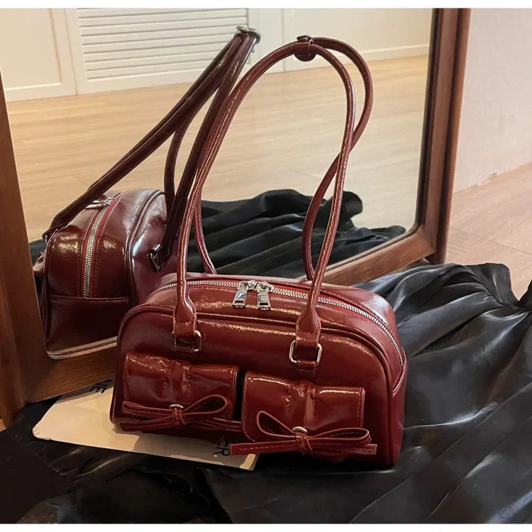 DANA Tote Pu Leather Bag Burgundy