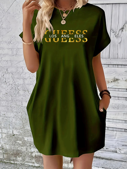 loose GUEESS Los Angeles letter dress
