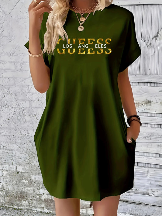 loose GUEESS Los Angeles letter dress