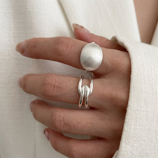 Brushed Geometry Classic Minimalist Rings