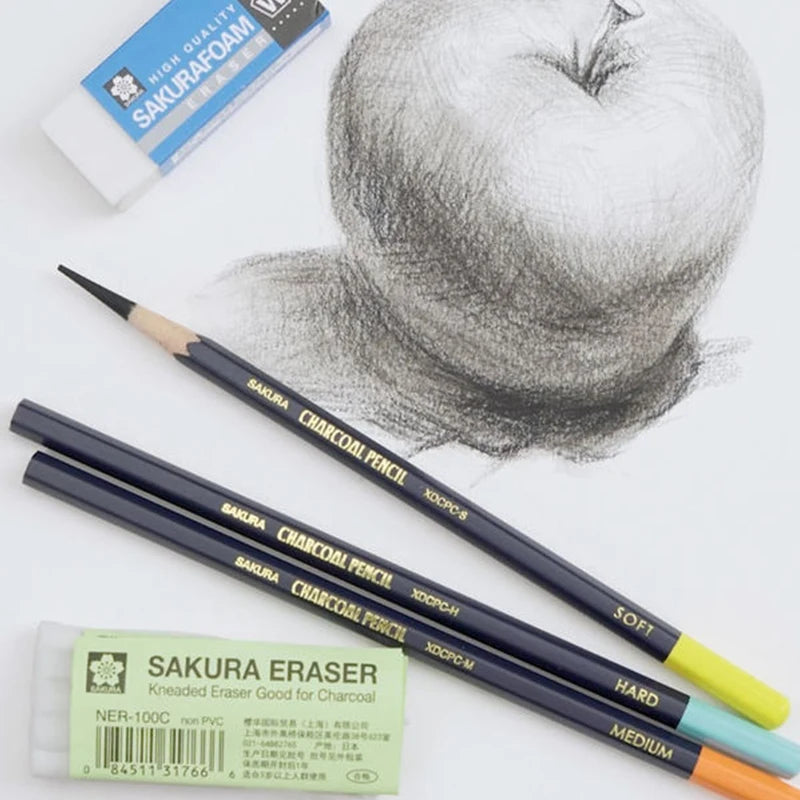 SAKURA Professional Charcoal Wooden Pencil Set