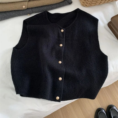 Crew Neck Sleeveless Elegant Sweater