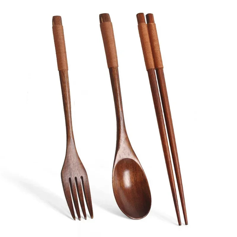 Japanese Wooden Spoon Fork Chopsticks Set