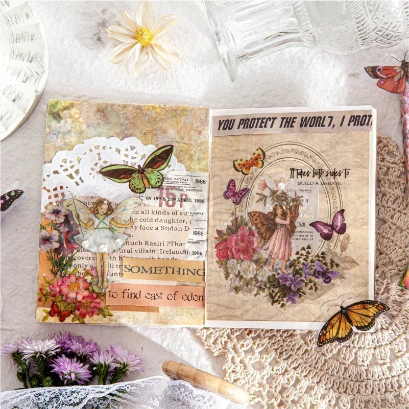 45Pcs/Box Waterproof PET Fairy Butterfly Stickers