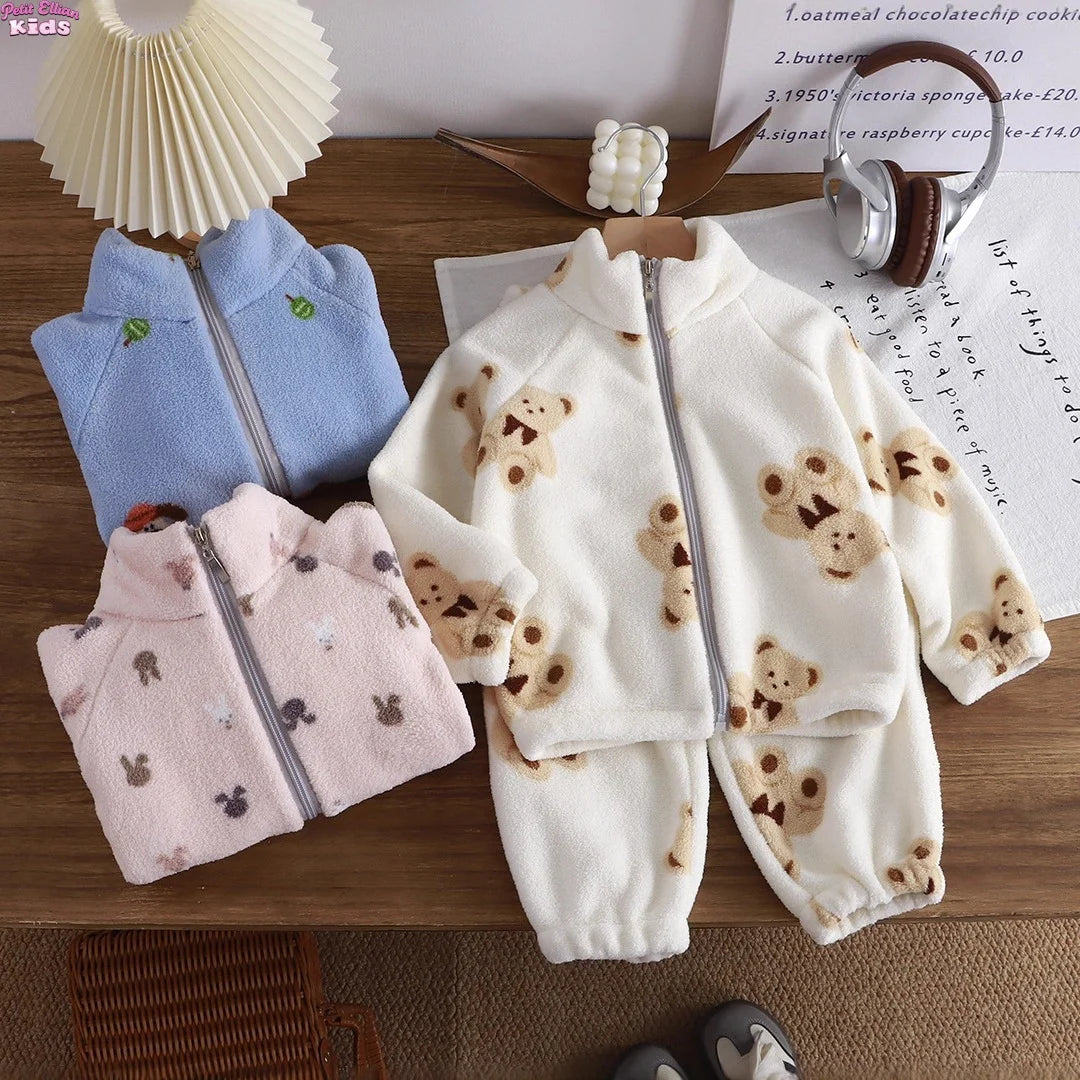 Fleece Homewear Suit 1-8Y Korean Thickened Warm Sets