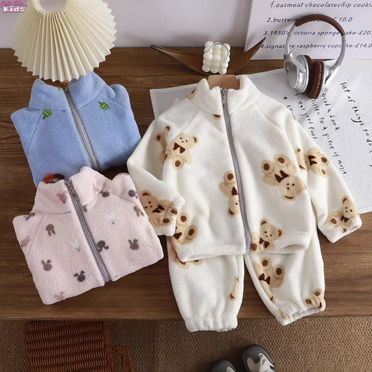 Fleece Homewear Suit 1-8Y Korean Thickened Warm Sets