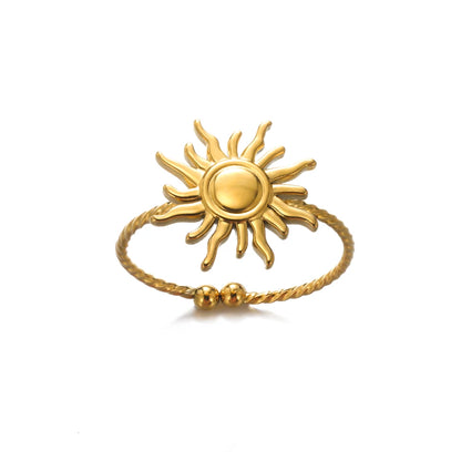 خواتم من الفولاذ المقاوم للصدأ على شكل زهرة من الزركون الأبيض