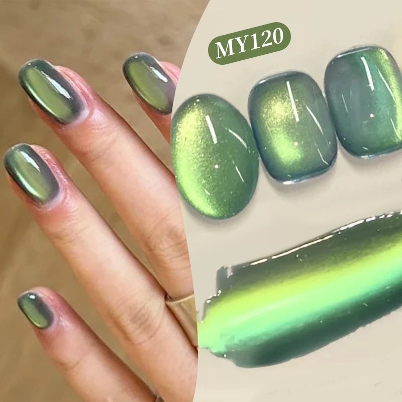 10ml Green Emerald Cat Magnetic Gel Eye Gel Polish Glass Bead Soak Off