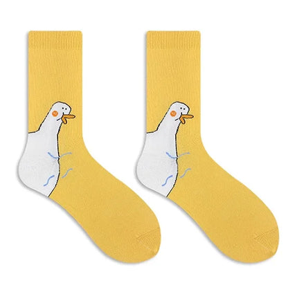 Funny Crazy Goose Head Sport Cotton Creative Happy Animal Casual Socks