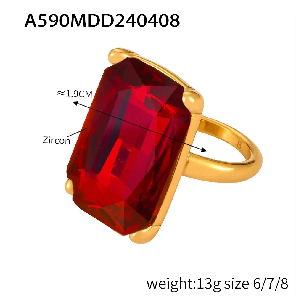 Glamour Shiny Big Zircon Stainless Steel Rings