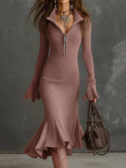 Long Flare Sleeve Maxi Dress